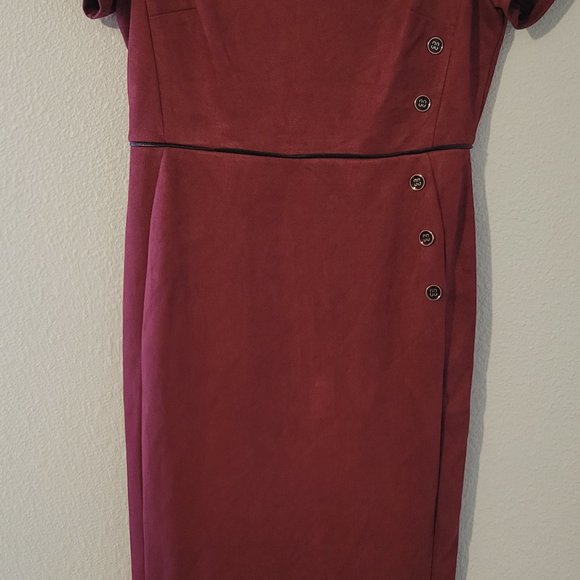 ENFOCUS STUDIOS WOMENS MAROON SHORT SLEEVE DRESS - Picture 6 of 7